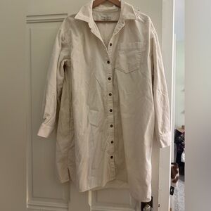 Corduroy cream madewell shirt dress size xl
